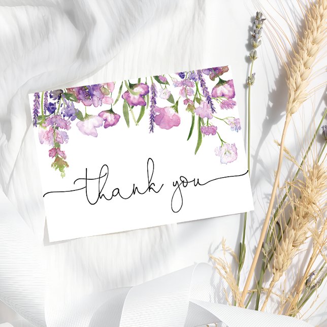 Purple Wildflowers Baby Shower Thank You Card (Creator Uploaded)