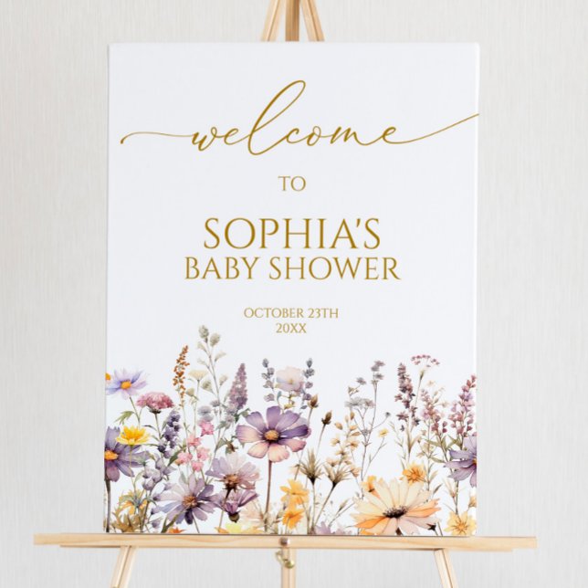 Purple Wildflowers Baby Shower Welcome Sign (Creator Uploaded)