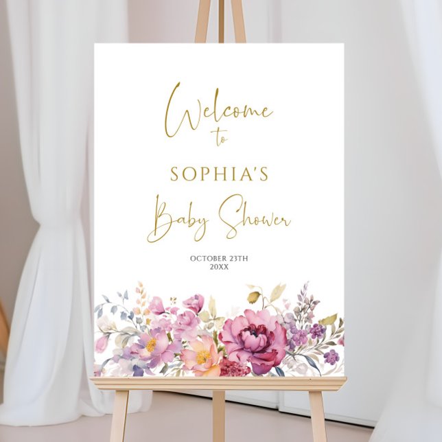 Purple Wildflowers Baby Shower Welcome Sign (Creator Uploaded)