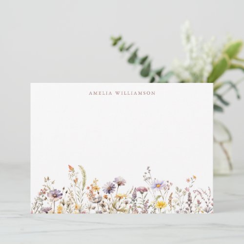 Purple Wildflowers Border Bridal Shower Custom Thank You Card