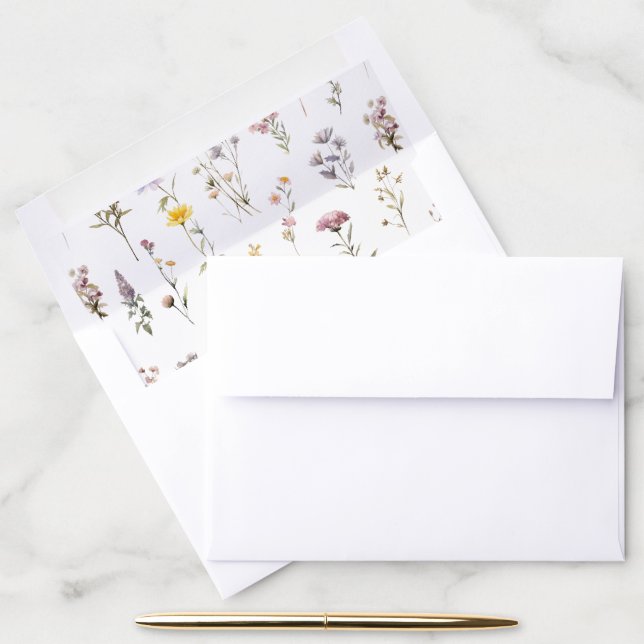 Purple Wildflowers Bridal Shower Boho Floral Envelope Liner (Desk)