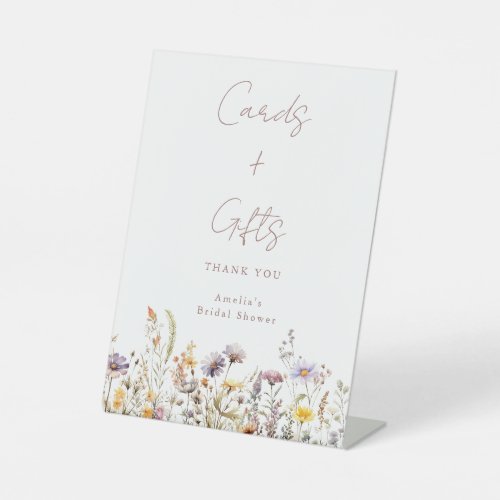 Purple Wildflowers Bridal Shower Custom Cards Gift Pedestal Sign