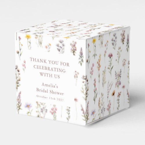 Purple Wildflowers Bridal Shower Custom Thank You Favor Boxes