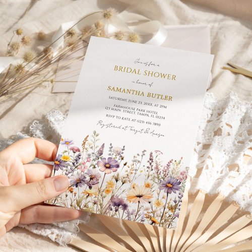 Purple Wildflowers Bridal Shower Invitation