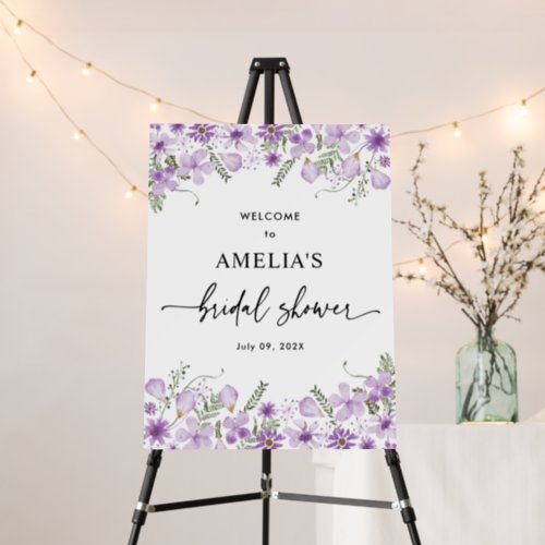 Purple Wildflowers Bridal Shower Welcome Sign