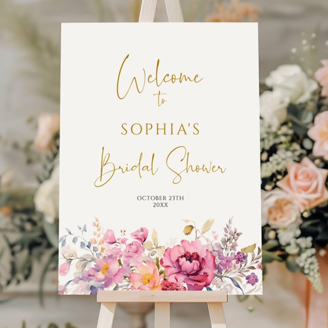 Purple Wildflowers Bridal Shower Welcome Sign (Creator Uploaded)