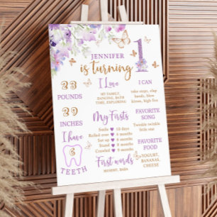 Purple wildflowers butterfly birthday milestone foam board