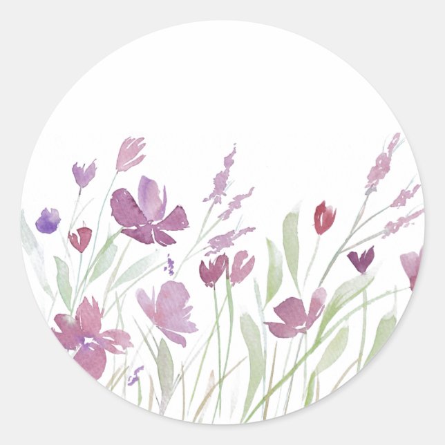 Purple wildflowers envelope stickers (Front)
