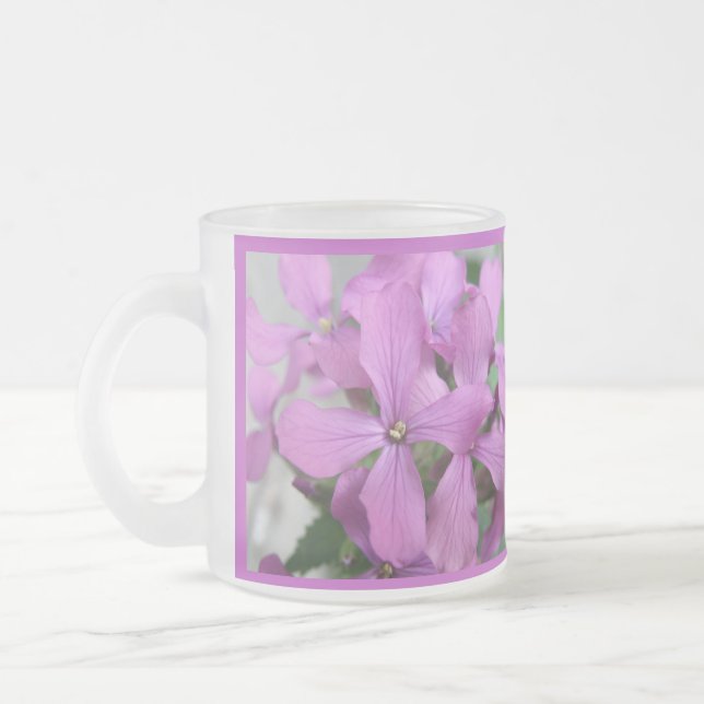 Purple Wildflowers Frosted Glass Mug (Left)