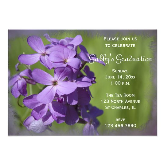 Purple Wildflowers Graduation Party Invitation