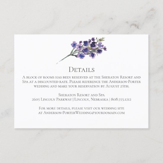 Purple Wildflowers Greenery Enclosure/Detail Cards