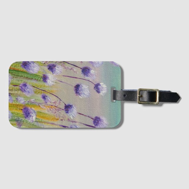 Purple wildflowers luggage tag (Front Horizontal)