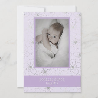 Purple Wildflowers Silver Photo Naming Ceremony Note Card