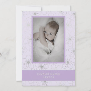 Purple Wildflowers Silver Photo Naming Ceremony Note Card