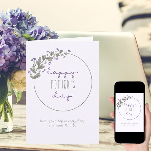 Purple Wildflowers Simple Happy Mothers Day Card