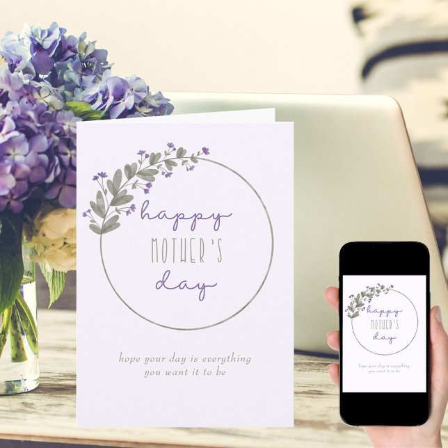 Purple Wildflowers Simple Happy Mother's Day Card (Creator Uploaded)