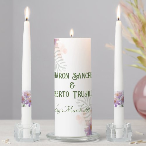 Purple Wildflowers Unity Candle Set