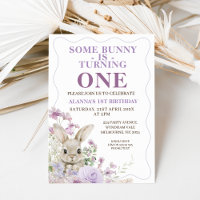 Purple Wildflowers Wave Bunny 1st Birthday