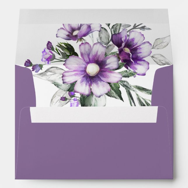 Purple Wildflowers Wedding Envelope (Back (Bottom))