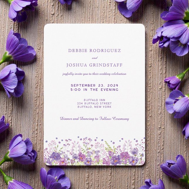 Purple Wildflowers Wedding Invitation  (Creator Uploaded)