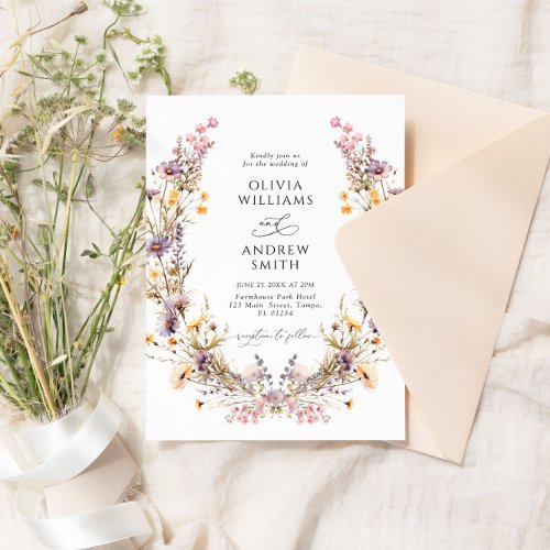 Purple Wildflowers Wedding Invitation