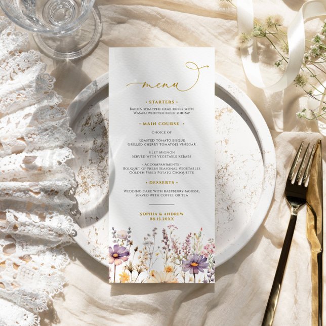 Purple Wildflowers Wedding Menu (Creator Uploaded)
