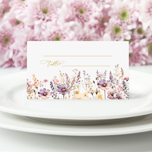 Purple Wildflowers Wedding  Place Card