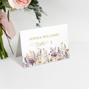 Purple Wildflowers Wedding Place Card