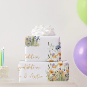 Purple Wildflowers Wedding/Shower Congratulations Wrapping Paper