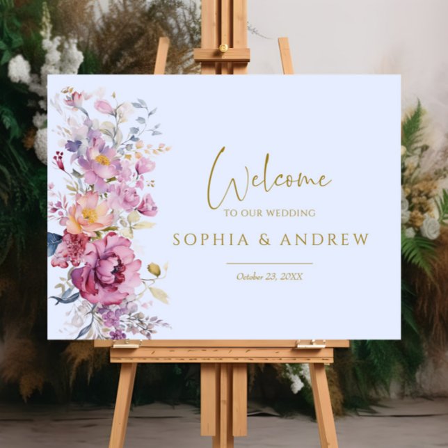 Purple Wildflowers Wedding Welcome Sign (Creator Uploaded)