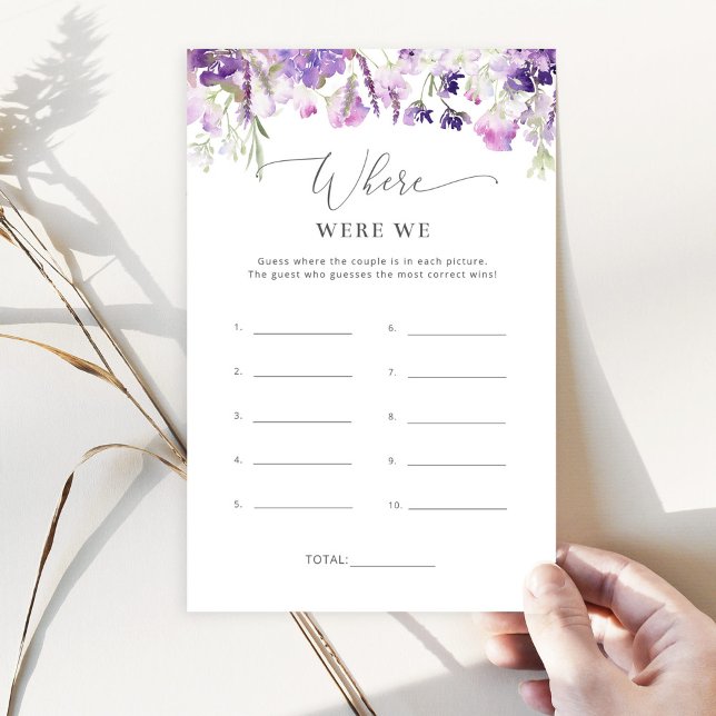 Purple wildflowers Were were we bridal shower game (Creator Uploaded)