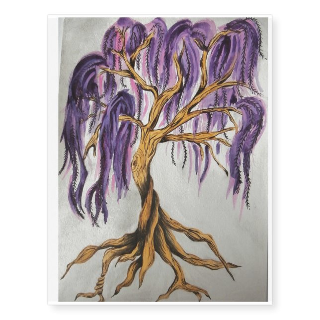 Purple WIllow Tree Temporary Tattoo (Front)