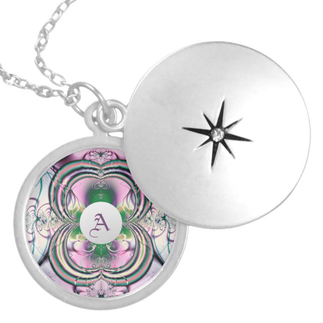 Purple Window Abstract Art Silver Plated Necklace (Front)