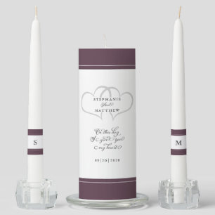 Purple Wine Elegant Wedding Ceremony Bride Groom Unity Candle Set