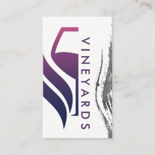 Purple Wine Glass Logo Brush Stroke Business Card