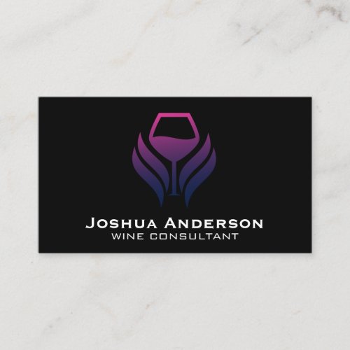 Purple Wine Glass Logo Business Card