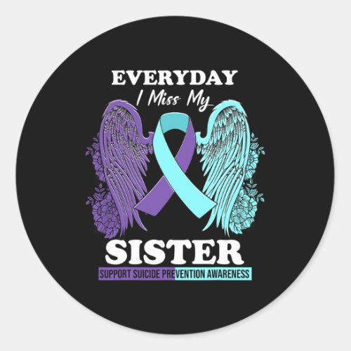 Purple Wing Miss Sister Suicide Prevention Awarene Classic Round Sticker