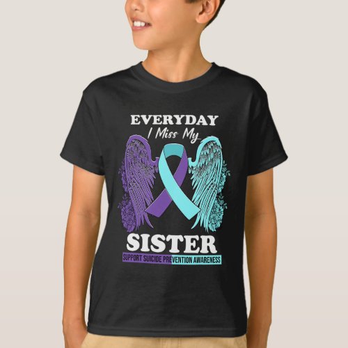Purple Wing Miss Sister Suicide Prevention Awarene T_Shirt