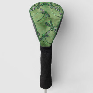 Purple Winged Dragonflies on Soft Lime Green Golf Head Cover