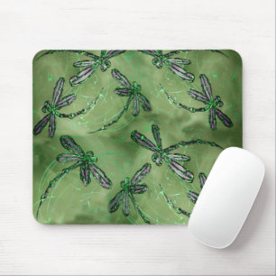 Purple Winged Dragonflies on Soft Lime Green Mouse Pad