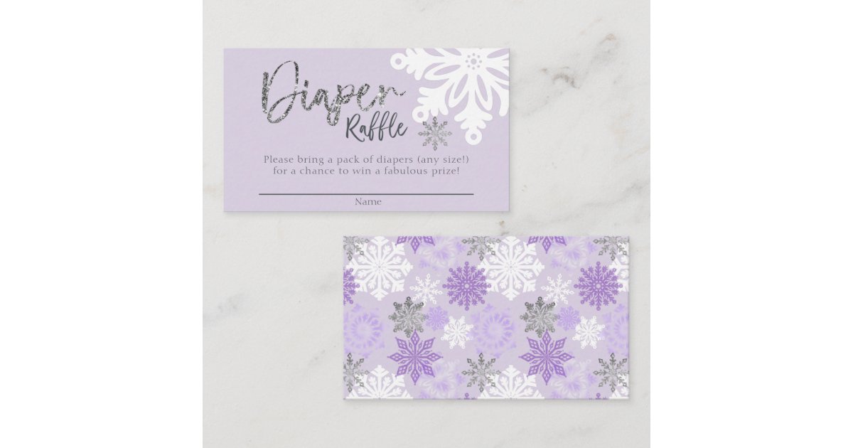 Purple Raffle Box Purple Winter Baby Shower Diaper Raffle Ticket Enclosure Card | Zazzle