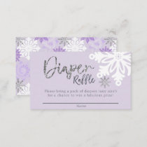Purple Winter Baby Shower Diaper Raffle Ticket Enclosure Card