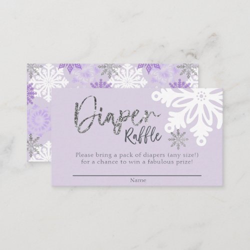 Purple Winter Baby Shower Diaper Raffle Ticket Enclosure Card