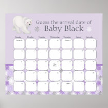 Purple Winter Baby Shower Guess The Due Date Poster