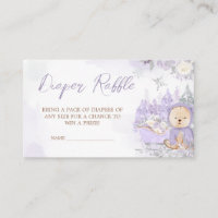 Purple Winter Bear Baby Shower Diaper Raffle