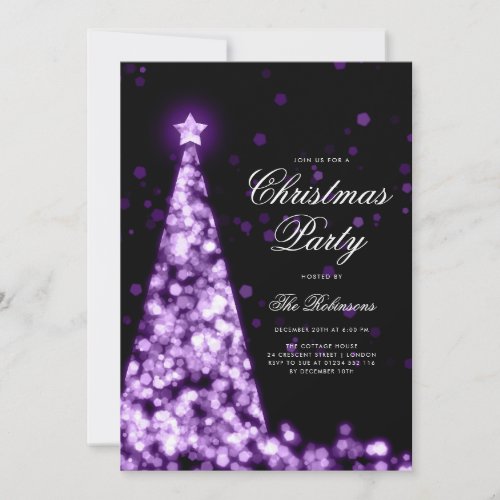 Purple Winter Christmas Tree Invite Program Menu