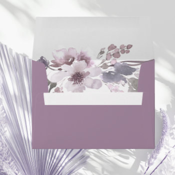 Purple Winter Floral Elegant Wedding Envelope by Nicheandnest at Zazzle