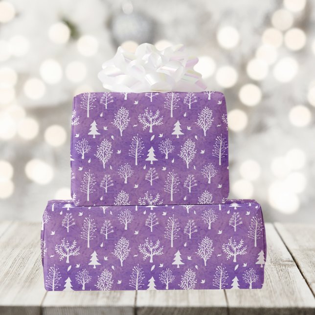 Purple Winter Forest Pattern Wrapping Paper (Creator Uploaded)