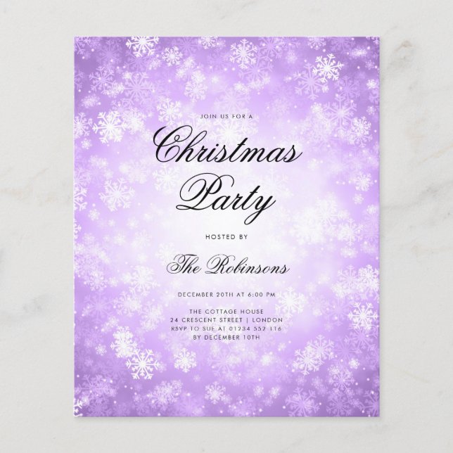 Purple Winter Holiday Invite Program & Menu Flyer (Front)