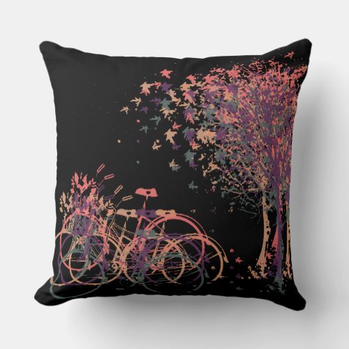 Purple Winter Leaves Trees Throw Pillow